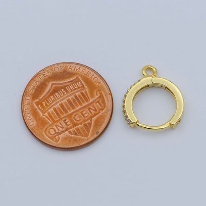 Clear cubic one touch w/ open link, Lead Nickel free 24K gold Filled Lever back earring making Component Cz Hoop L-383