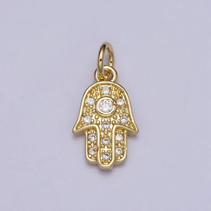 Clear CZ Hamsa Hand Gold Add-On Charm | AC201