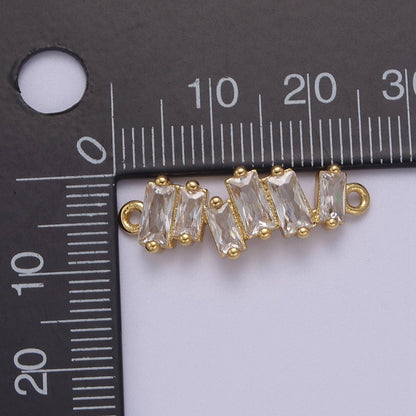 Clear CZ Micro Pave Charm Connector Wavy Line Connector Baguette Cluster Link Connector F-054