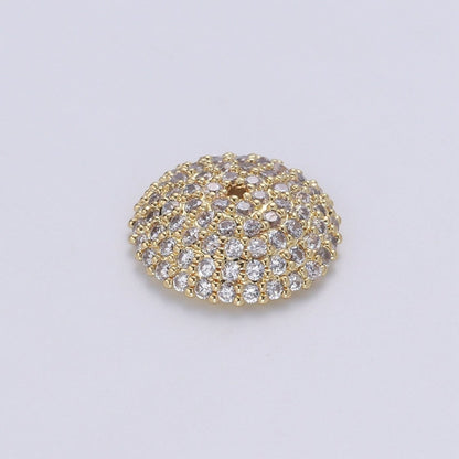 Clear CZ Round Rondelle Spacer Gold CZ Micro Pave Circle Spacer Bead, CZ Spacer Bead for bracelet making supply B-505