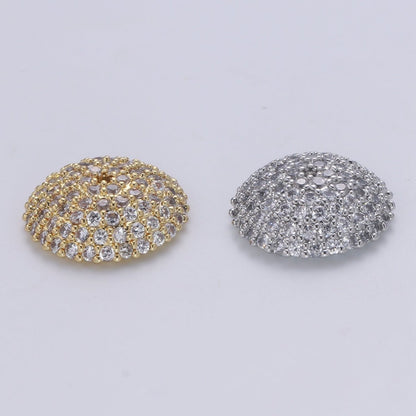 Clear CZ Round Rondelle Spacer Gold CZ Micro Pave Circle Spacer Bead, CZ Spacer Bead for bracelet making supply B-505