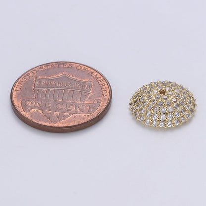 Clear CZ Round Rondelle Spacer Gold CZ Micro Pave Circle Spacer Bead, CZ Spacer Bead for bracelet making supply B-505