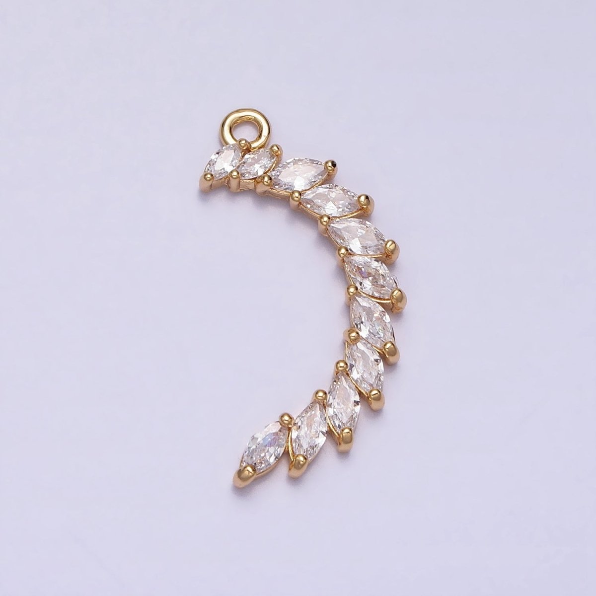 Clear Marquise Crescent CZ Lined Add-On Charm in Gold &amp; Silver | Y-847