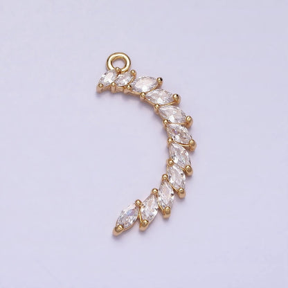 Clear Marquise Crescent CZ Lined Add-On Charm in Gold &amp; Silver | Y-847