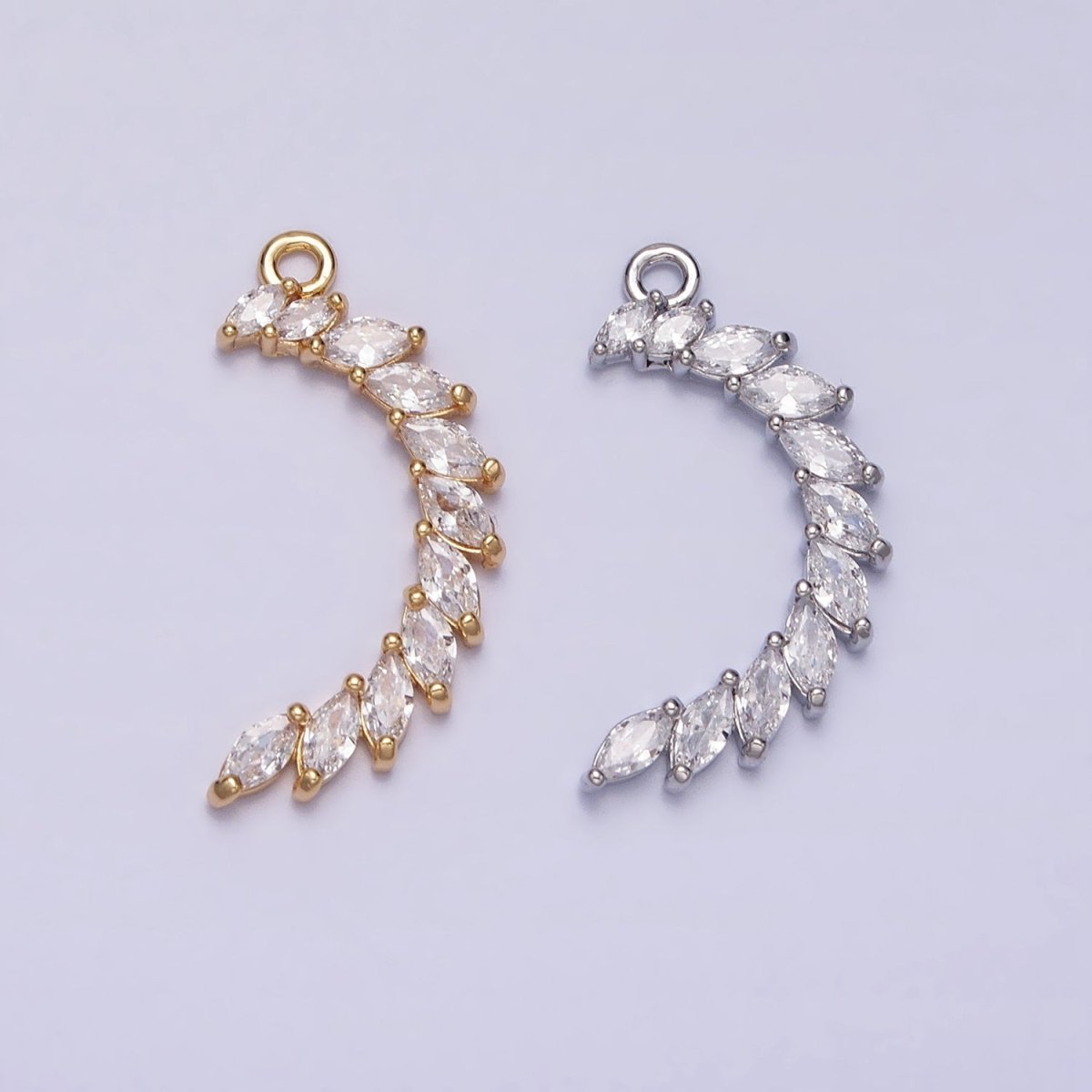 Clear Marquise Crescent CZ Lined Add-On Charm in Gold &amp; Silver | Y-847