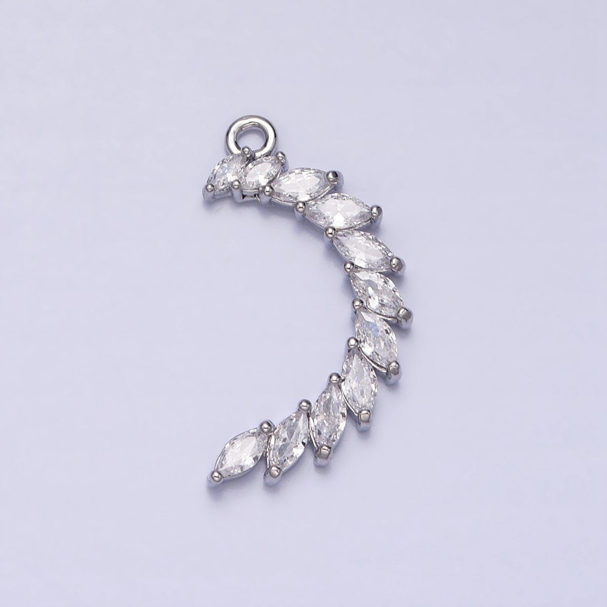 Clear Marquise Crescent CZ Lined Add-On Charm in Gold &amp; Silver | Y-847