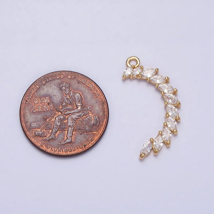 Clear Marquise Crescent CZ Lined Add-On Charm in Gold &amp; Silver | Y-847