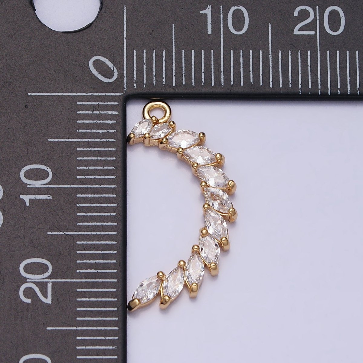 Clear Marquise Crescent CZ Lined Add-On Charm in Gold &amp; Silver | Y-847