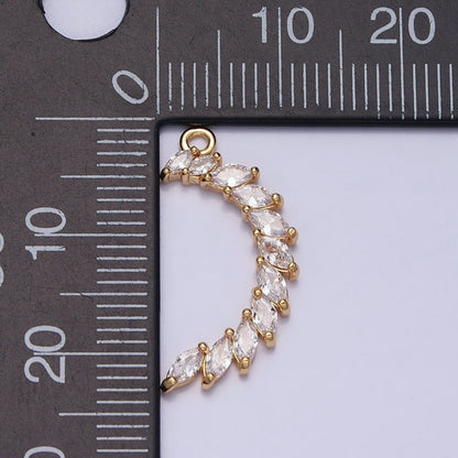 Clear Marquise Crescent CZ Lined Add-On Charm in Gold &amp; Silver | Y-847