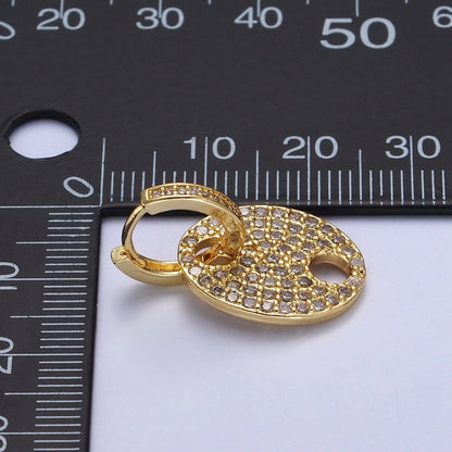 Clear Micro Paved CZ Anchor Mariner Drop Dangle Huggie Earrings | AB036