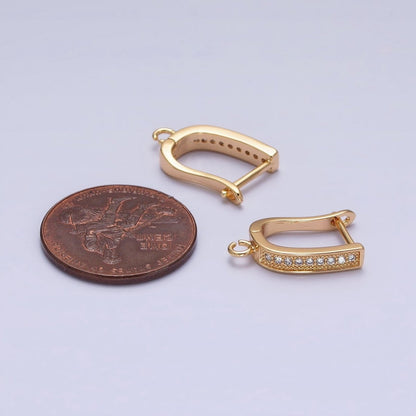 Clear Micro Paved CZ Beaded Open Loop Link English Lock Earrings Supply in Gold &amp; Silver | Z-296 Z-297