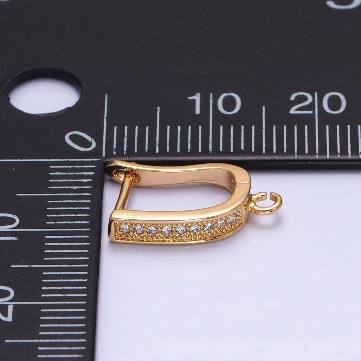Clear Micro Paved CZ Beaded Open Loop Link English Lock Earrings Supply in Gold &amp; Silver | Z-296 Z-297