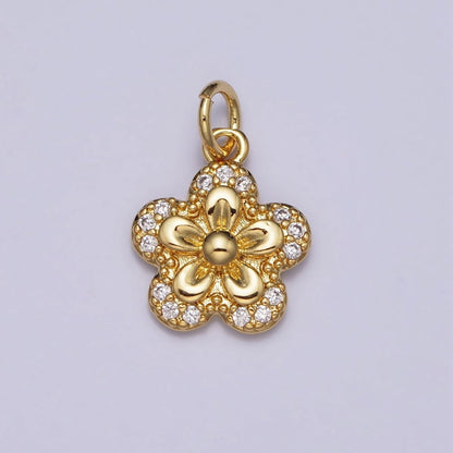 Clear Micro Paved CZ Blooming Daisy Flower Gold Add-On Charm | AC202