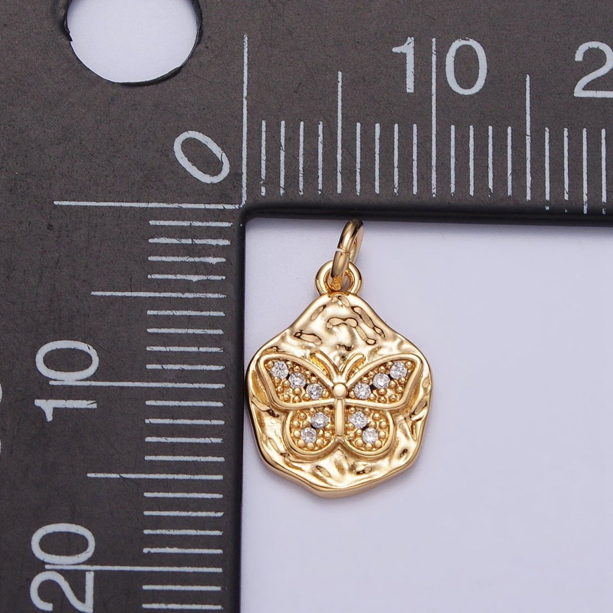 Clear Micro Paved CZ Butterfly Mariposa Hammered Chain in Gold &amp; Silver | AC307 AC308