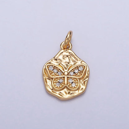 Clear Micro Paved CZ Butterfly Mariposa Hammered Chain in Gold &amp; Silver | AC307 AC308