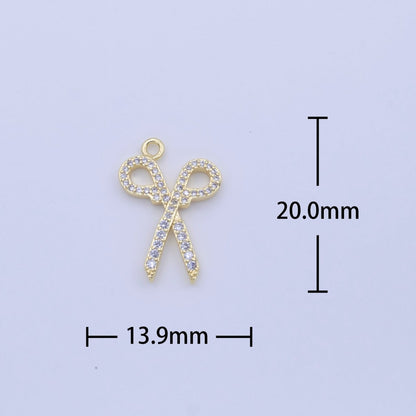 Clear Micro Paved CZ Cutting Scissors Gold Charm | C-780