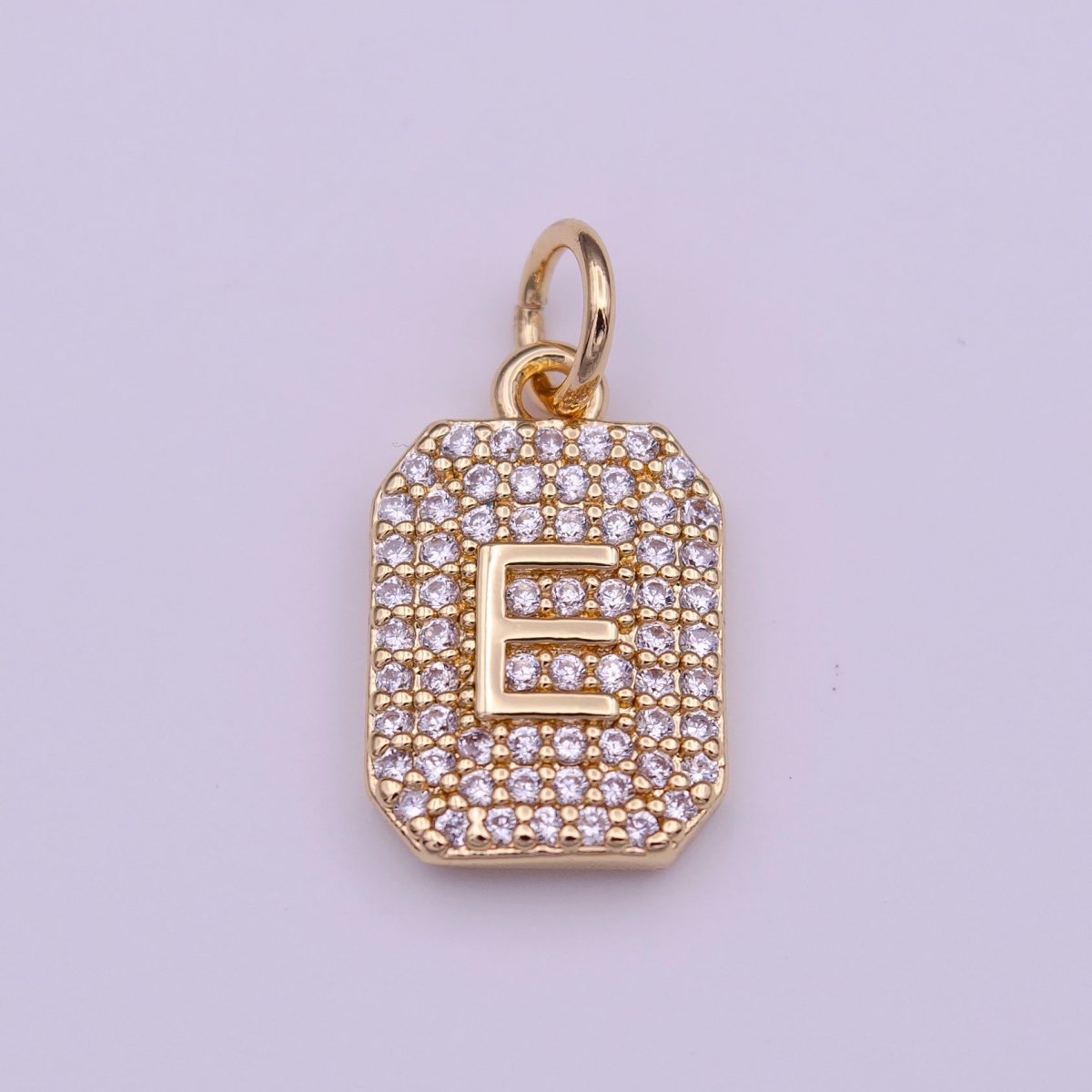 Clear Micro Paved CZ Initial Alphabet Gold Tag Charm A-279-A-291