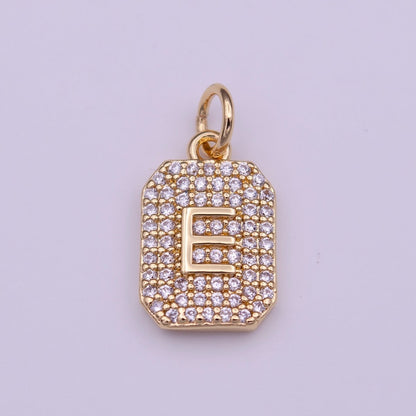 Clear Micro Paved CZ Initial Alphabet Gold Tag Charm A-279-A-291