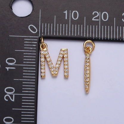 Clear Micro Paved CZ Initial Alphabet Letter Silver Personalized Charm  | A-546-A-558