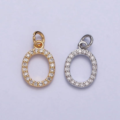 Clear Micro Paved CZ Initial Alphabet Letter Silver Personalized Charm  | A-546-A-558