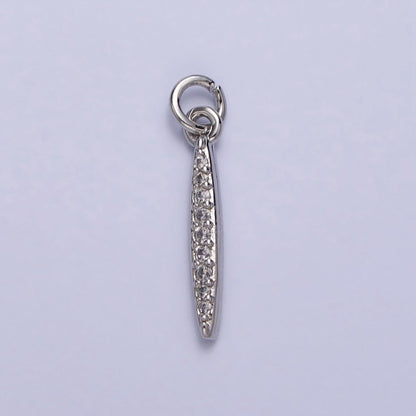 Clear Micro Paved CZ Initial Alphabet Letter Silver Personalized Charm  | A-546-A-558