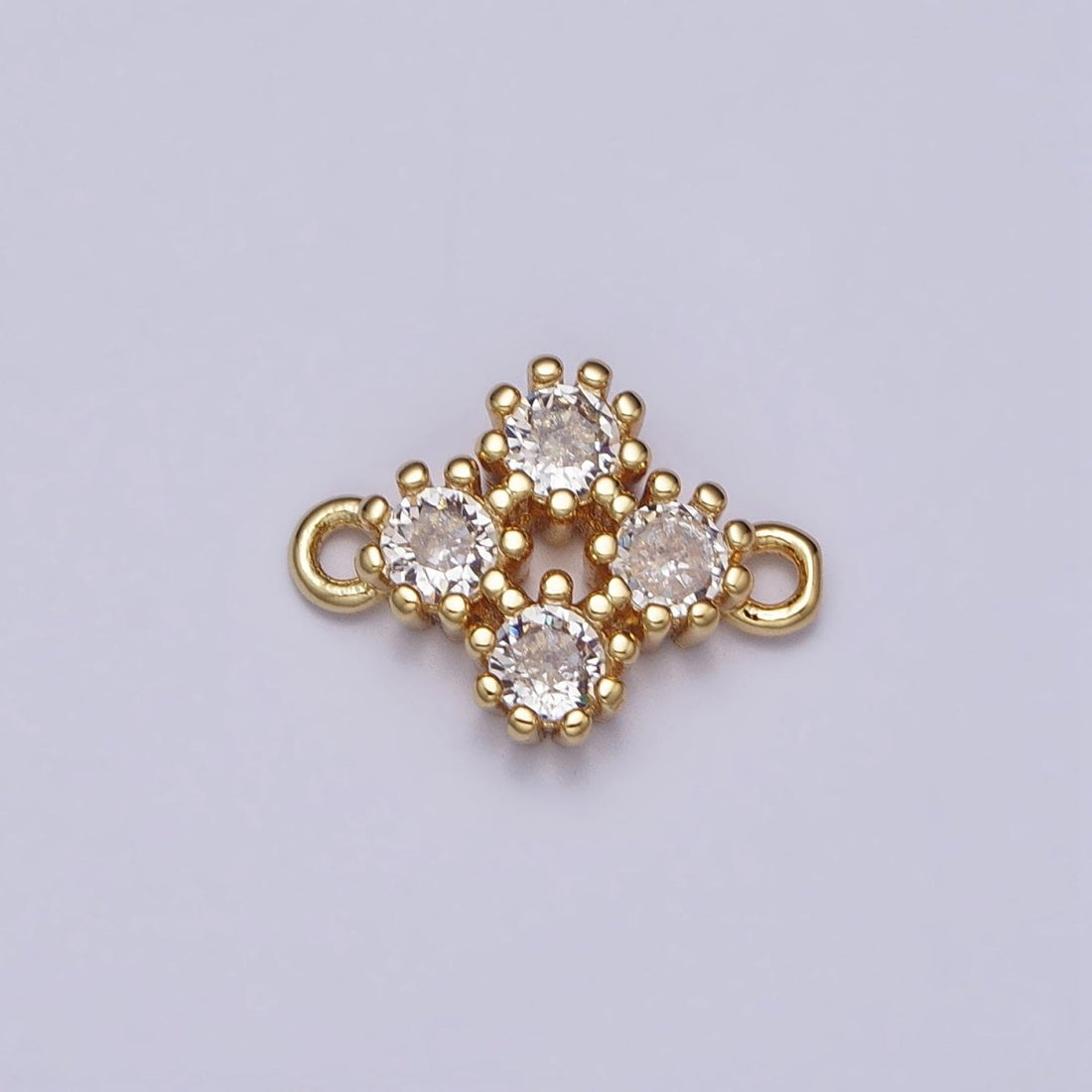 Clear Round CZ Quatrefoil Minimalist Connector | Y-781