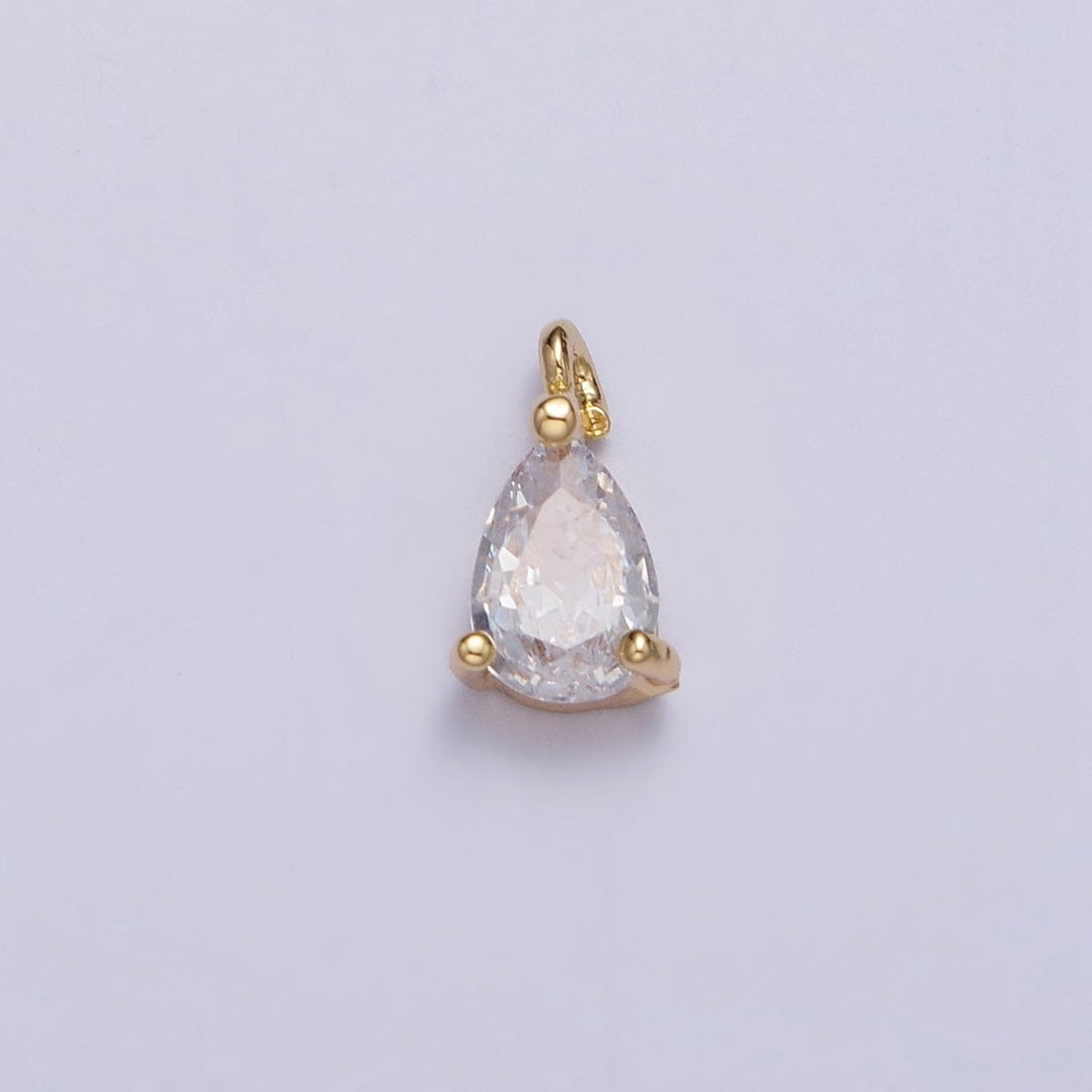 Clear Teardrop CZ Minimalist Add-On Charm in Gold &amp; Silver | AC125