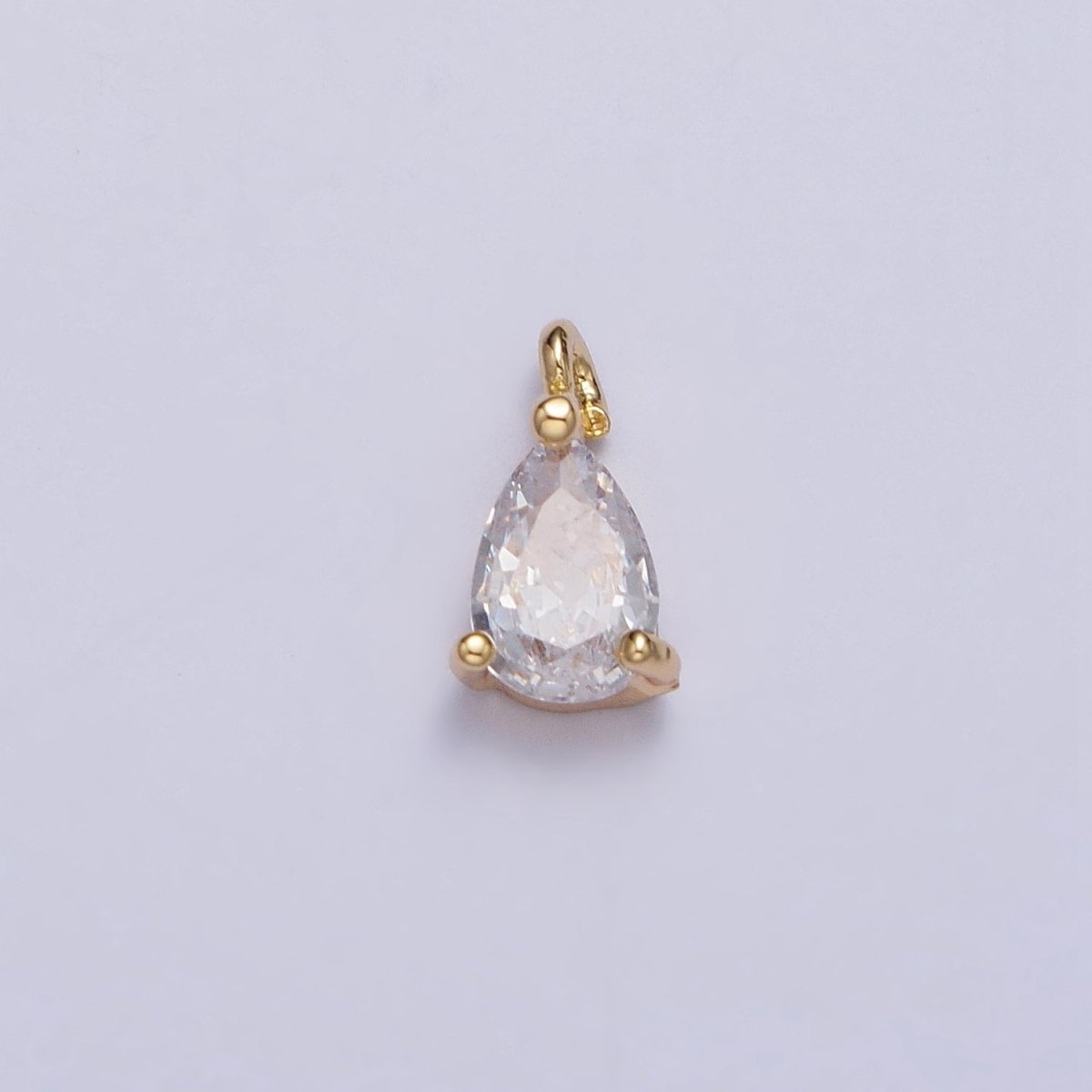 Clear Teardrop CZ Minimalist Add-On Charm in Gold &amp; Silver | AC125