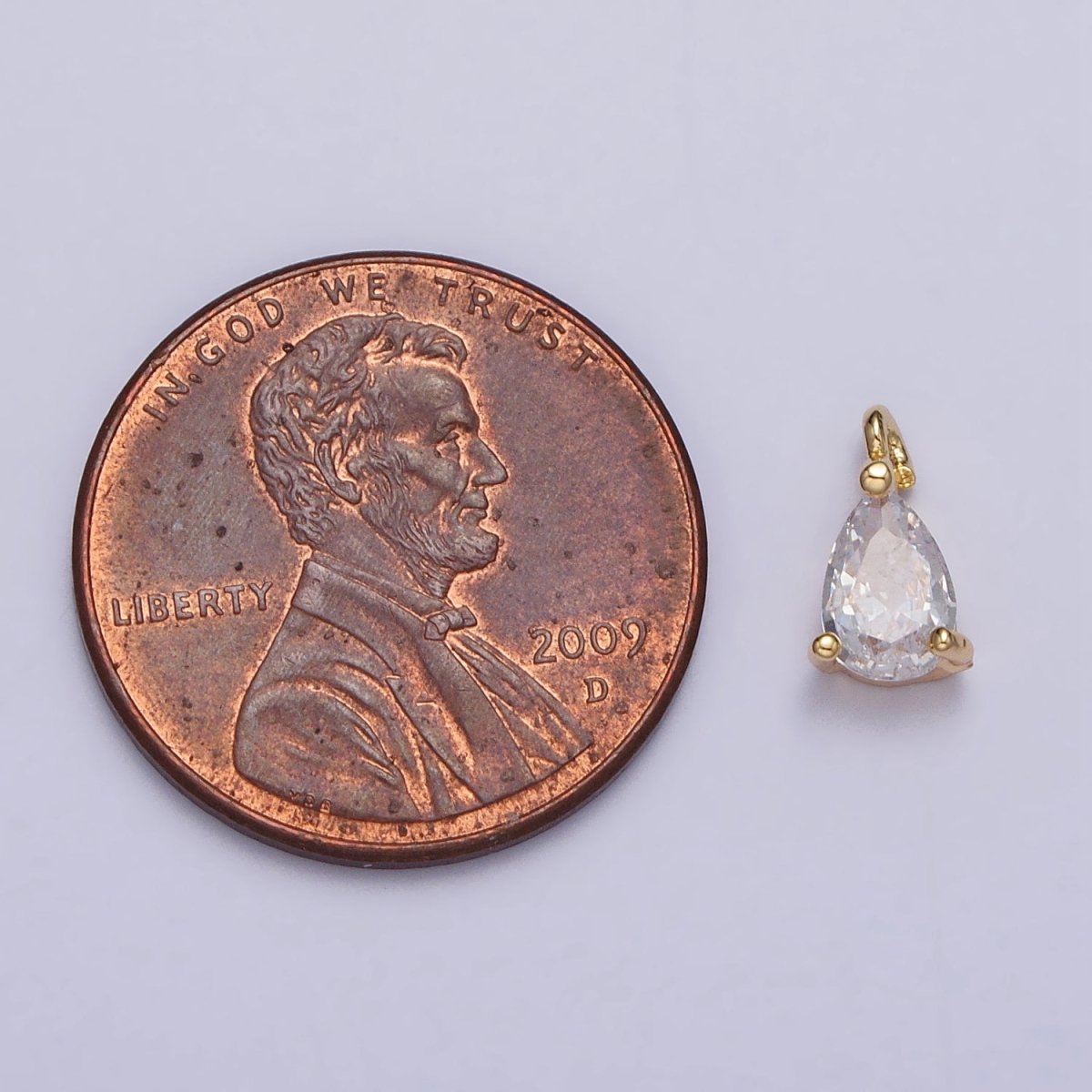 Clear Teardrop CZ Minimalist Add-On Charm in Gold &amp; Silver | AC125