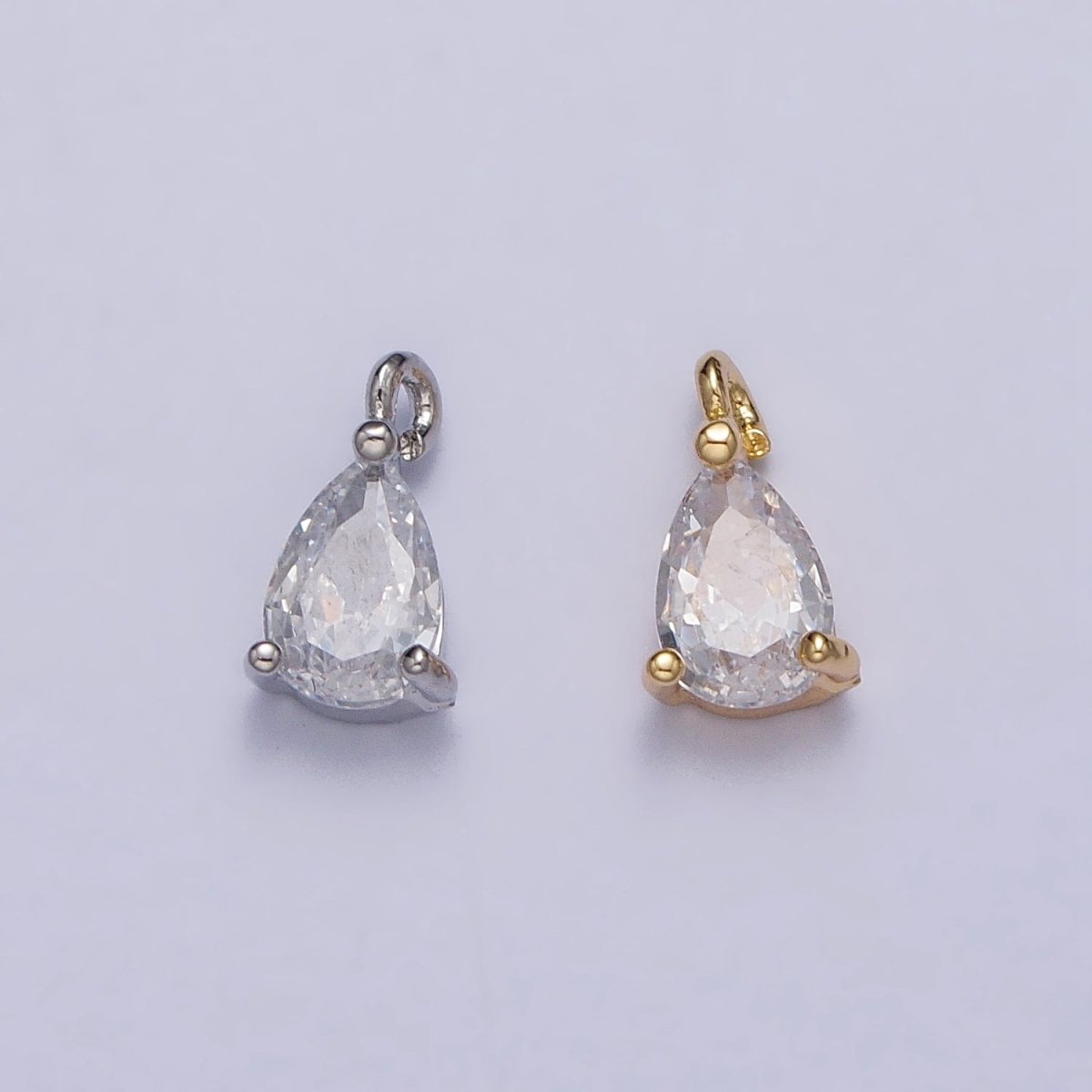 Clear Teardrop CZ Minimalist Add-On Charm in Gold &amp; Silver | AC125