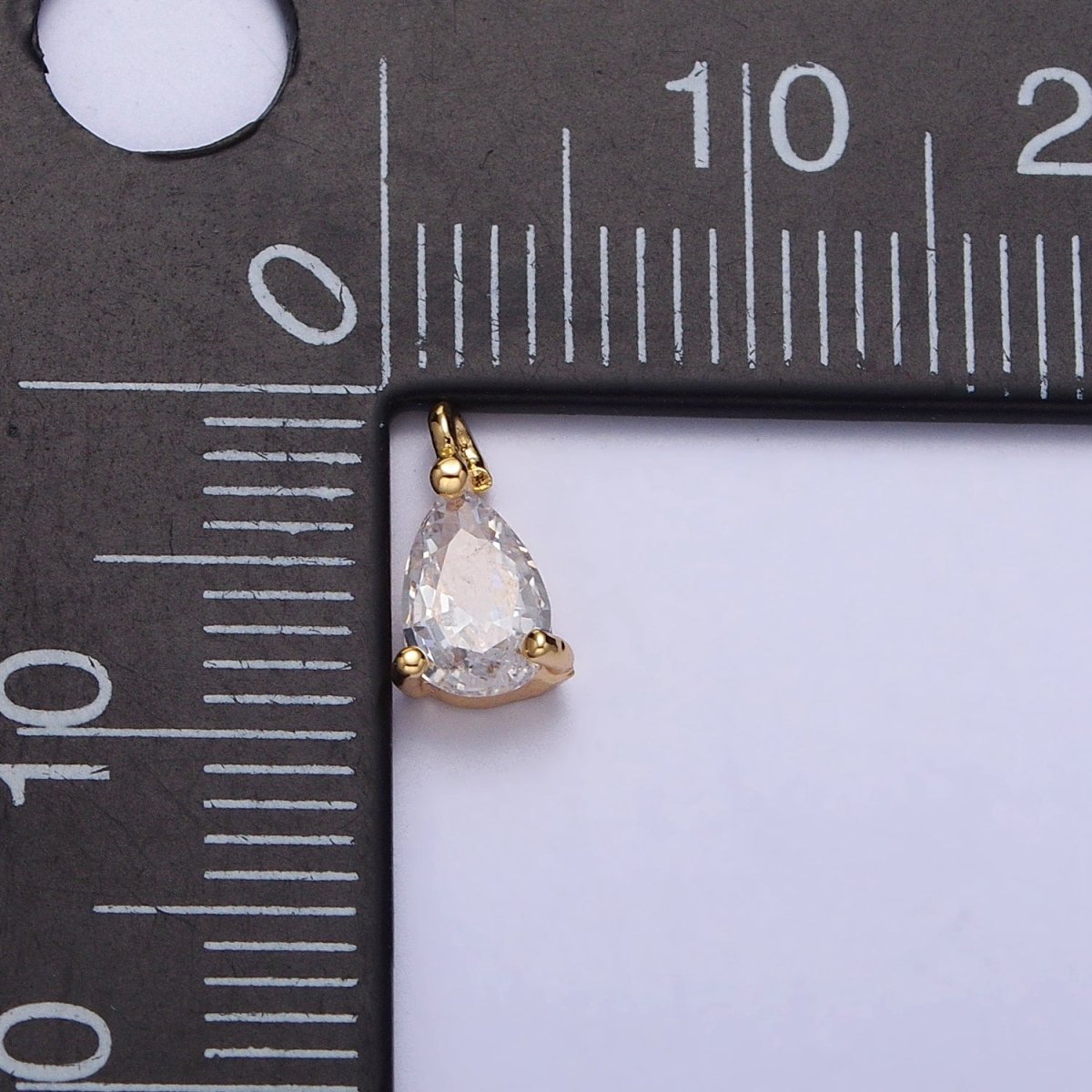 Clear Teardrop CZ Minimalist Add-On Charm in Gold &amp; Silver | AC125