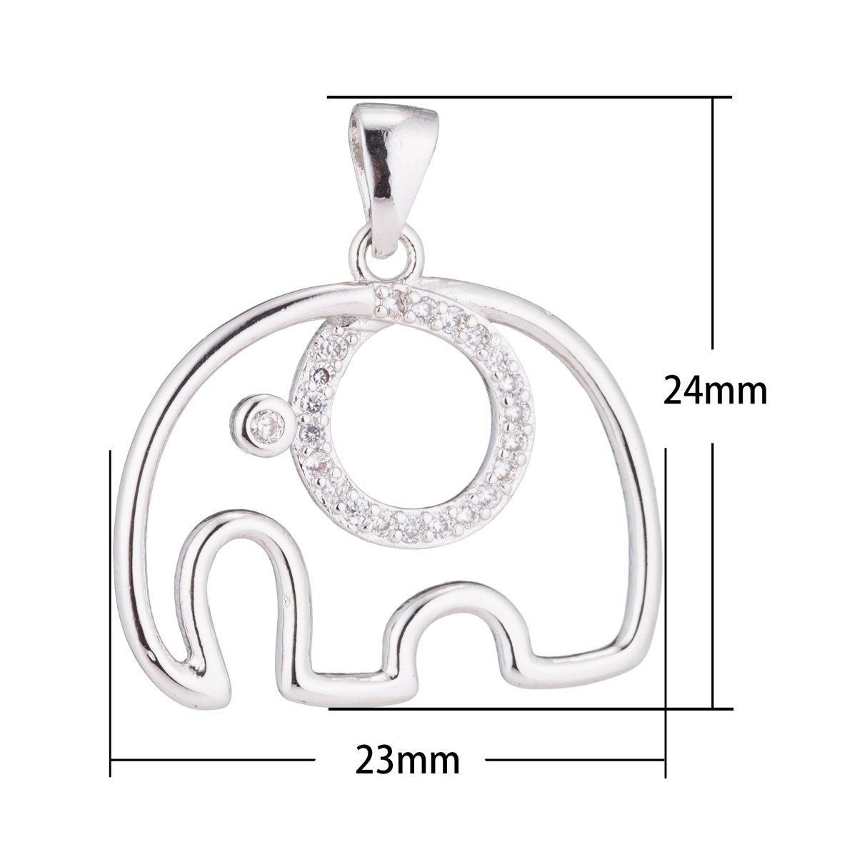 Clearance! Cute 24K Elephant Pave Cubic Zirconia Crystal Pendant for DIY Necklace H-202