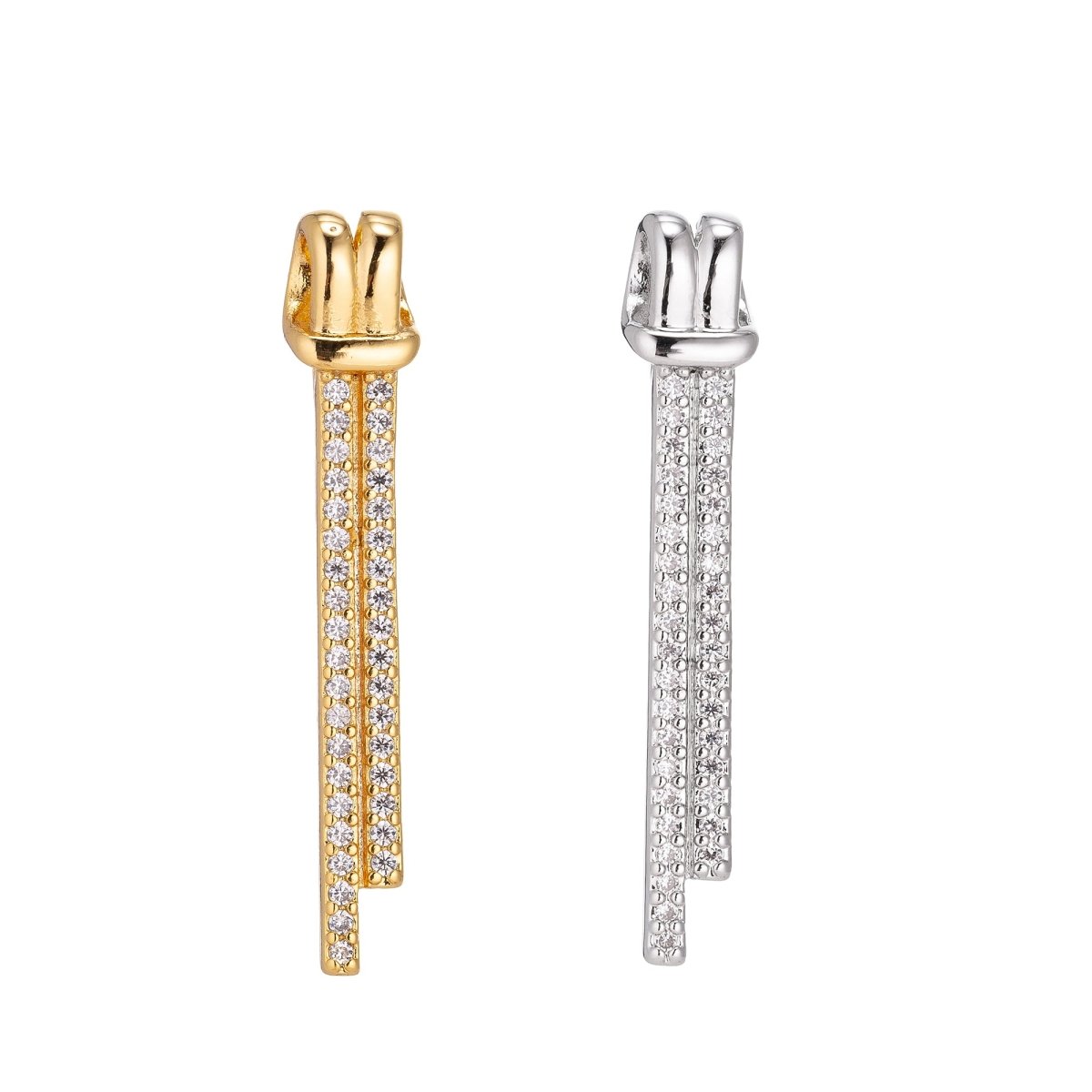 Clearance! 24K Gold Filled Knot Micro Paved CZ Linear Charm in Gold &amp; Silver | H936