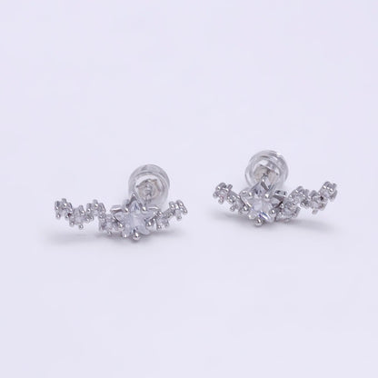 Climber Star Stud Earrings, Crystal Encrusted, Wedding Earrings, Celestial Stud Earrings, bridesmaids earring, Bridal Earrings V-080