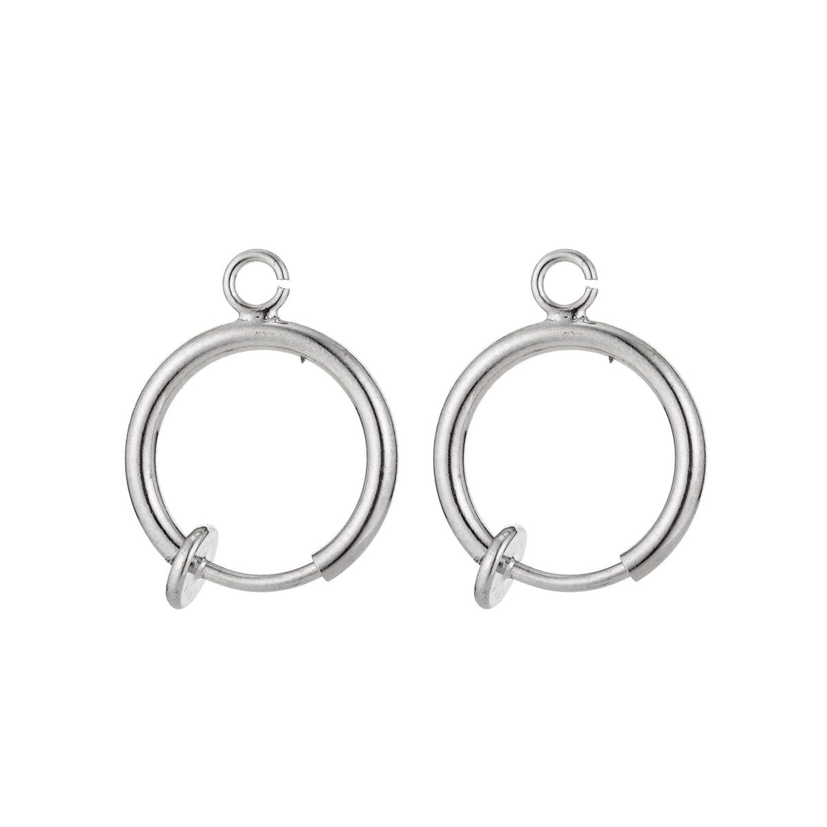 Clip On Earrings Gold Filled / White Gold Earring 12mm No Piercing Hoop Small Spring Clip on Earrings Ear Cuff One Touch open link L-508~L-511
