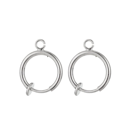 Clip On Earrings Gold Filled / White Gold Earring 12mm No Piercing Hoop Small Spring Clip on Earrings Ear Cuff One Touch open link L-508~L-511