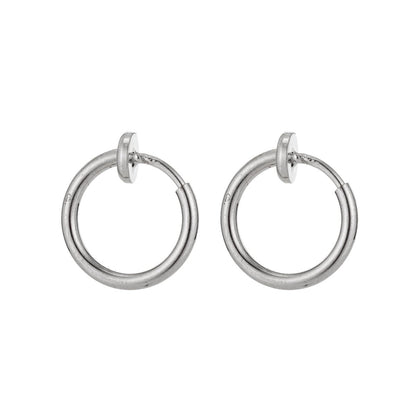 Clip On Earrings Gold Filled / White Gold Earring 12mm No Piercing Hoop Small Spring Clip on Earrings Ear Cuff One Touch open link L-508~L-511