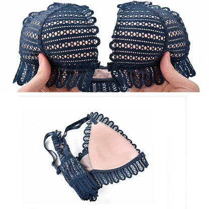 Lace Front Closure Bra With Panties Set