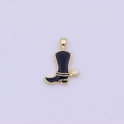 Colorful Cowboy Cowgirl Boot Enamel Charm Pendant Shoes Wild West Inspired H-023 H-033 J-841- J-847