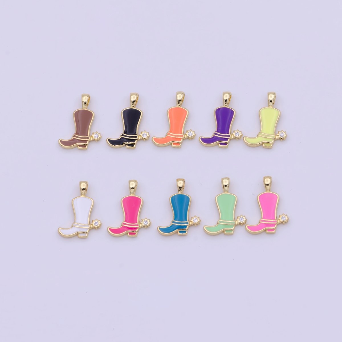 Colorful Cowboy Cowgirl Boot Enamel Charm Pendant Shoes Wild West Inspired H-023 H-033 J-841- J-847