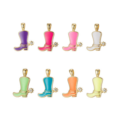 Colorful Cowboy Cowgirl Boot Enamel Charm Pendant Shoes Wild West Inspired H-023 H-033 J-841- J-847