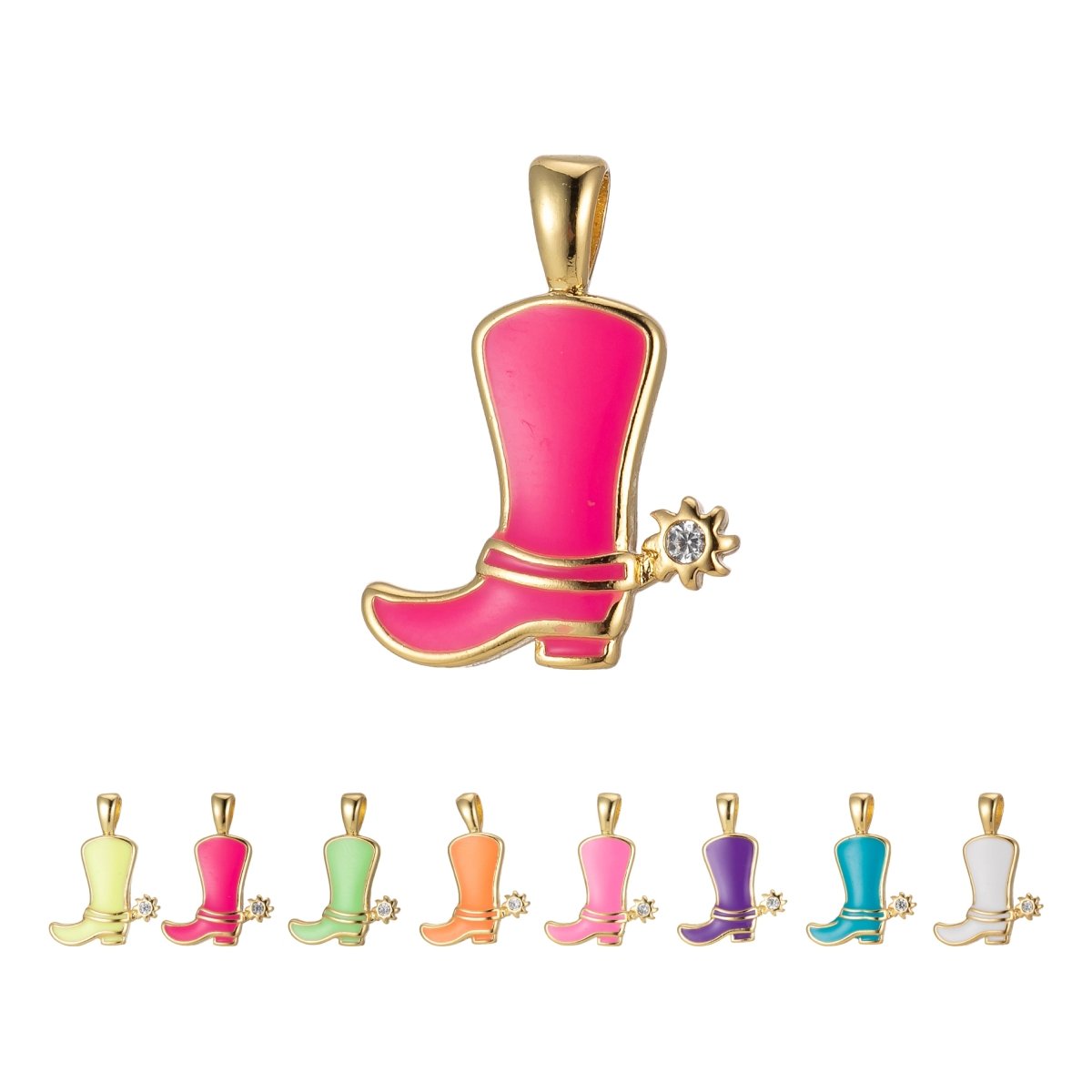 Colorful Cowboy Cowgirl Boot Enamel Charm Pendant Shoes Wild West Inspired H-023 H-033 J-841- J-847