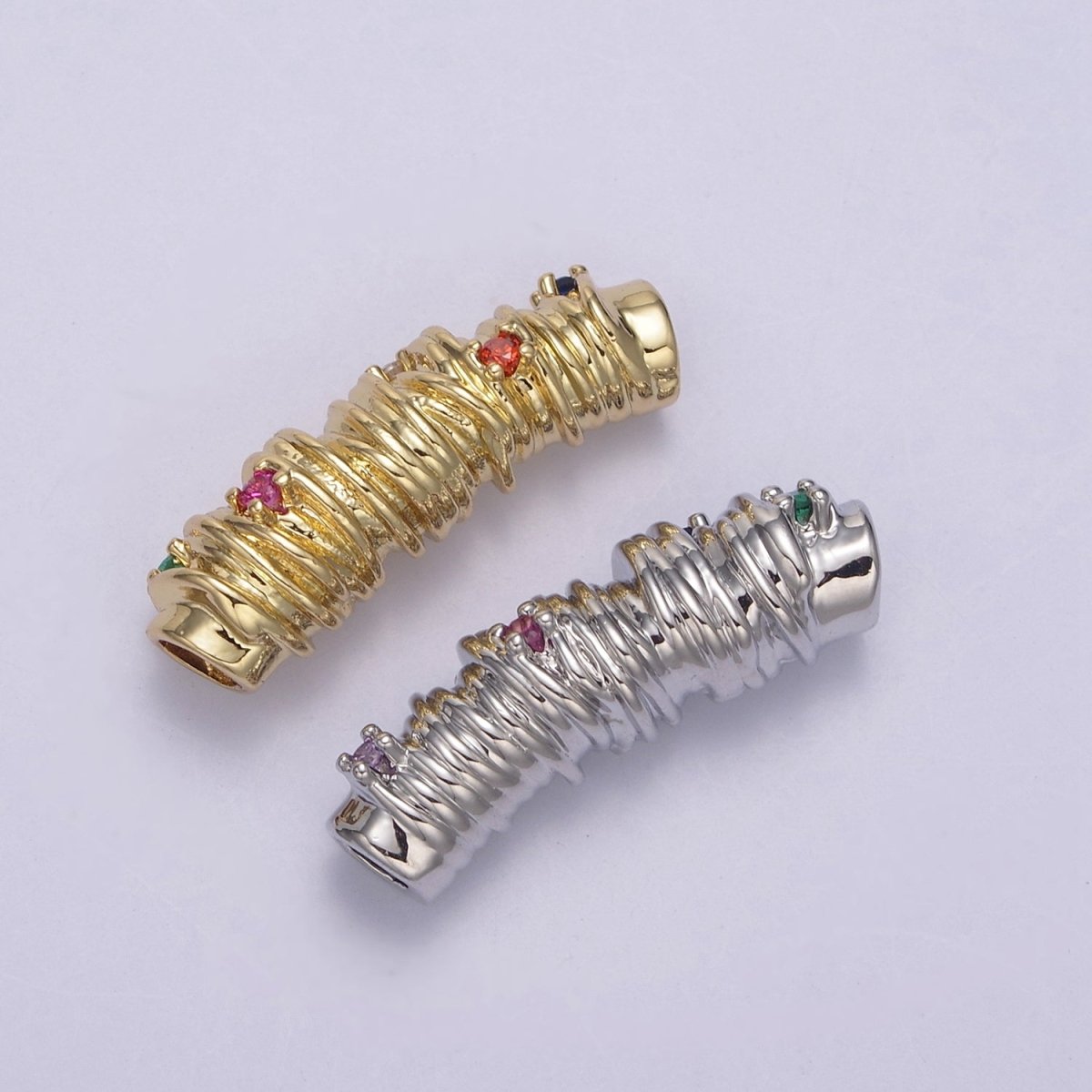 Colorful CZ Gold Tube Micro Pave Spacer Bar Micro Pave Bead Spacer Separator for Bracelet Necklace Supply | B-161