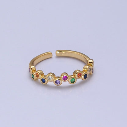 Colorful cz ring, Gold Filled stacking ring bubble ring Thin CZ gold Ring Open Adjustable Ring O-2118