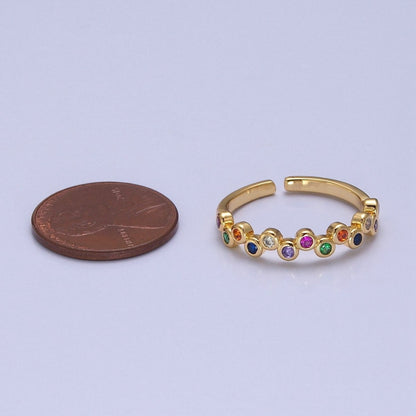 Colorful cz ring, Gold Filled stacking ring bubble ring Thin CZ gold Ring Open Adjustable Ring O-2118