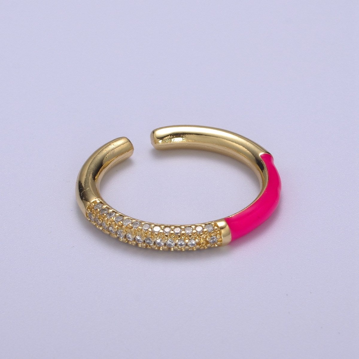 Colorful Enamel Adjustable Ring, 14K Gold Filled CZ Fusion Stacking Ring, Adjustable Ring, Fashion Enamel Jewelry S-170 ~ S-179