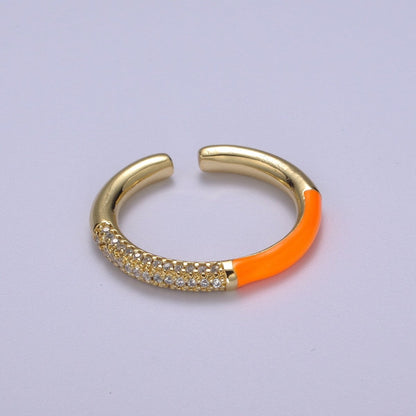 Colorful Enamel Adjustable Ring, 14K Gold Filled CZ Fusion Stacking Ring, Adjustable Ring, Fashion Enamel Jewelry S-170 ~ S-179