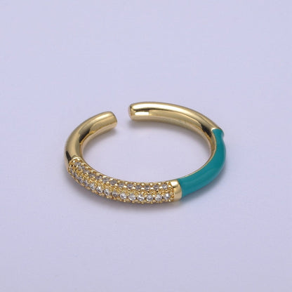 Colorful Enamel Adjustable Ring, 14K Gold Filled CZ Fusion Stacking Ring, Adjustable Ring, Fashion Enamel Jewelry S-170 ~ S-179