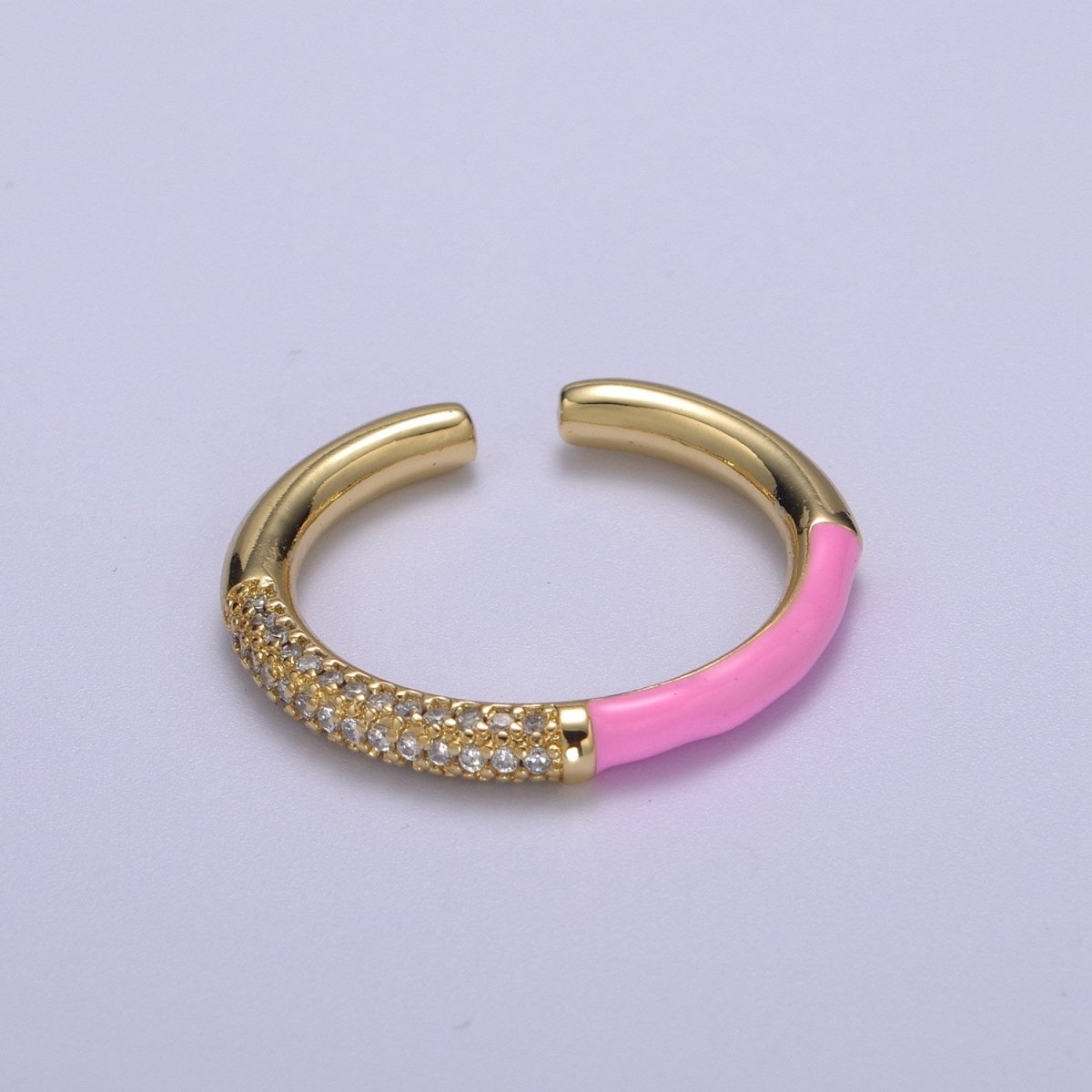 Colorful Enamel Adjustable Ring, 14K Gold Filled CZ Fusion Stacking Ring, Adjustable Ring, Fashion Enamel Jewelry S-170 ~ S-179