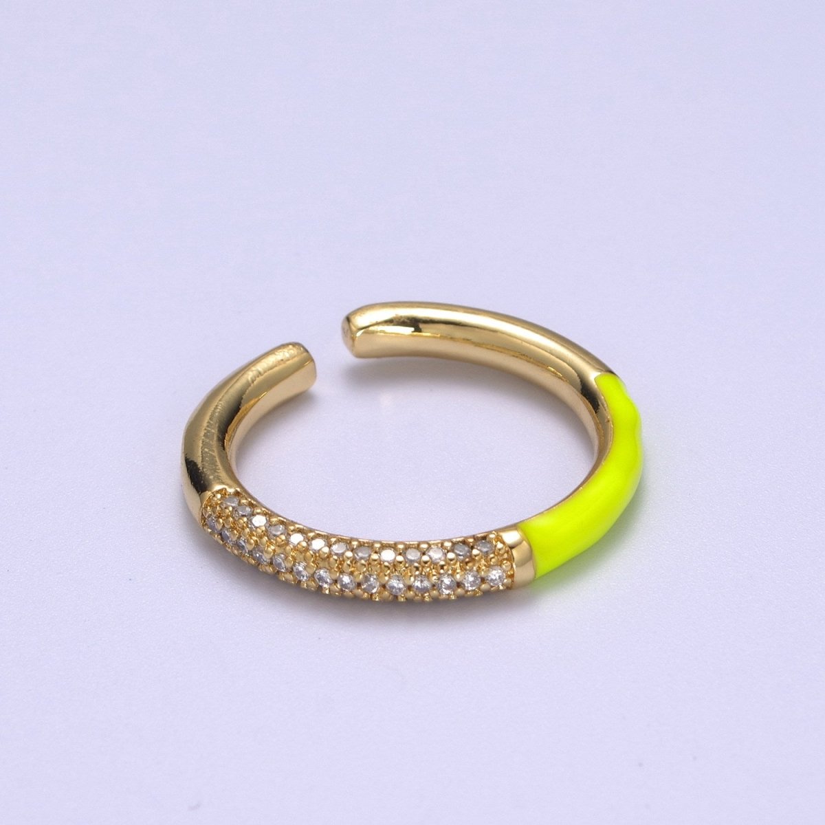 Colorful Enamel Adjustable Ring, 14K Gold Filled CZ Fusion Stacking Ring, Adjustable Ring, Fashion Enamel Jewelry S-170 ~ S-179